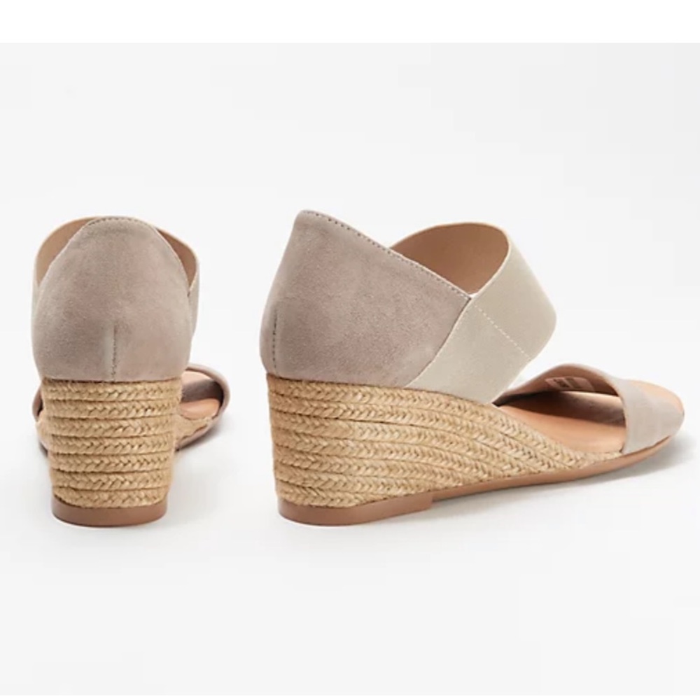 Yevalu Suede Leather Espadrilles Sandals Slip-On Wedges Elastic Strap Spain - Picture 3 of 8